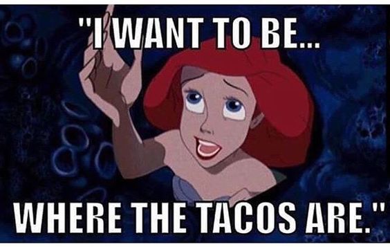 The Little Mermaid saying "I want to be where the tacos are"