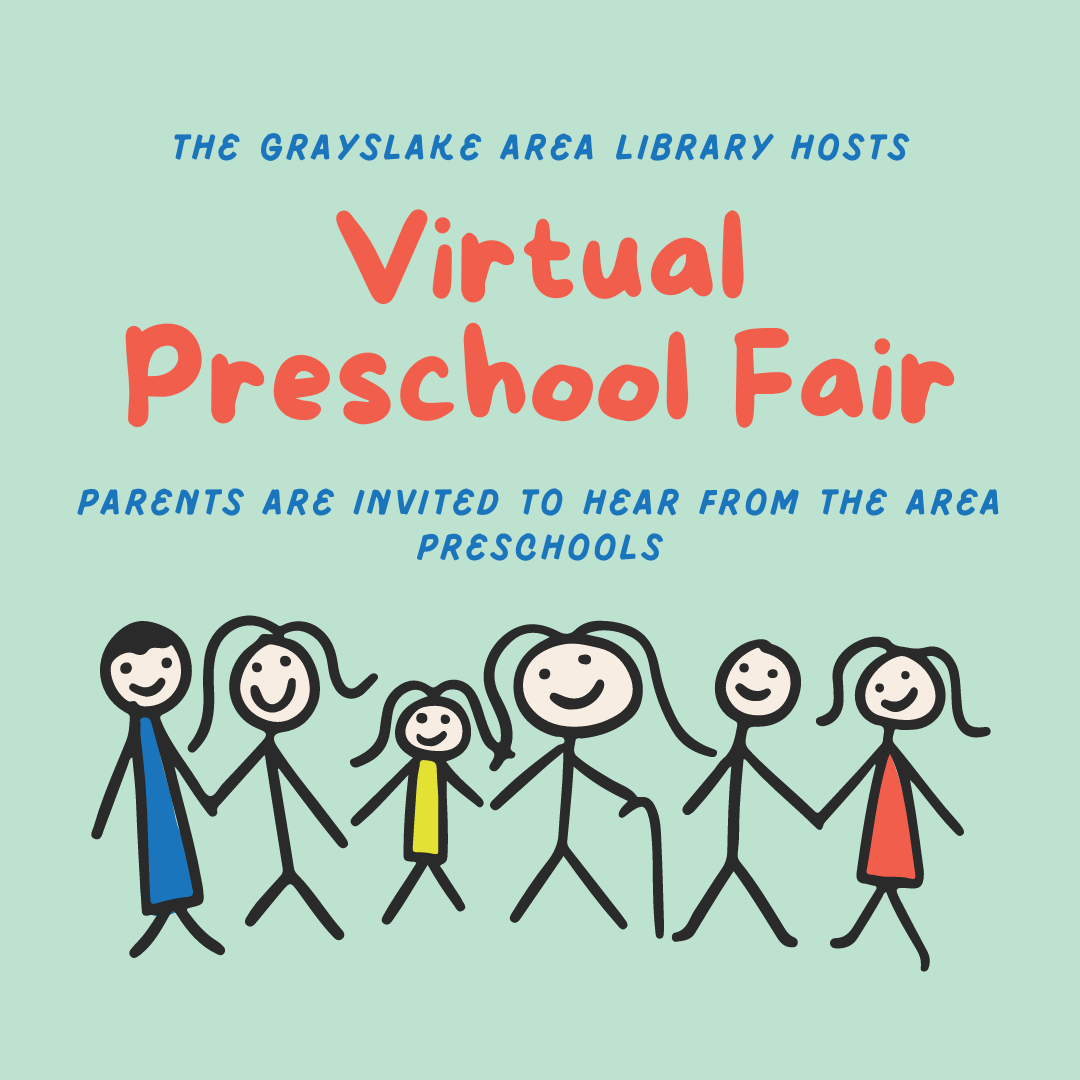 Sign indicates it's a virtual preschool fair and parents are invited