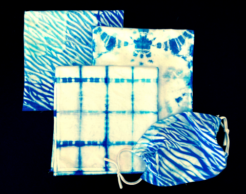 Shibori Tie-Dyed Bandana and Face Mask Examples